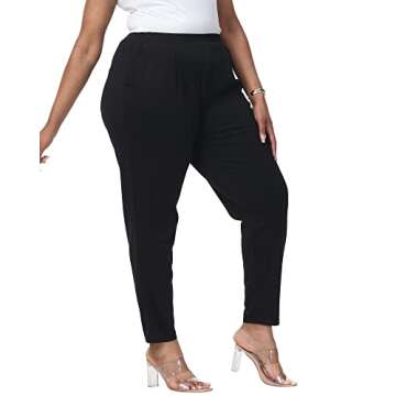 Gboomo Plus Size Black Pants for Work and Casual Wear
