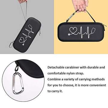 BOVKE Stethoscope Case fits 3M Littmann Classic III Monitoring Stethoscope, Lightweight II S.E, MDF Acoustica, Cardiology IV Diagnostic Stethoscope Holder with Pocket for Nurse Accessories, Black