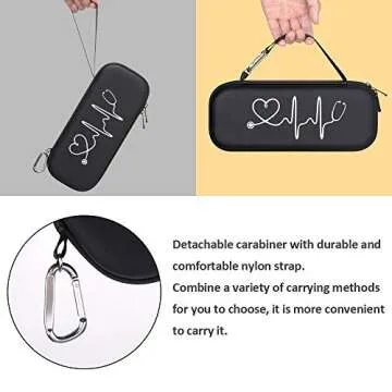BOVKE Stethoscope Case fits 3M Littmann Classic III Monitoring Stethoscope, Lightweight II S.E, MDF Acoustica, Cardiology IV Diagnostic Stethoscope Holder with Pocket for Nurse Accessories, Black