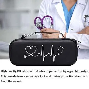 BOVKE Stethoscope Case fits 3M Littmann Classic III Monitoring Stethoscope, Lightweight II S.E, MDF Acoustica, Cardiology IV Diagnostic Stethoscope Holder with Pocket for Nurse Accessories, Black