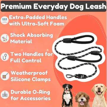 Heavy Duty 6 Foot Dog Leash with Padded Handles