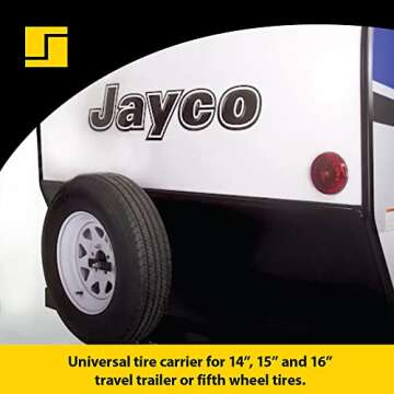 Stromberg Carlson TR-1 Rigid Spare Tire Carrier - Heavy Duty & Durable for Trailers