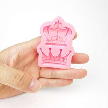 5 Pcs Silicone Crown Fondant Mold Candy Cake Decorating Tools, Chocolate Heart Key Baking Mold Cake Supplies for Sugarcraft, Cake Decoration, Cupcake Topper, Chocolate, Pastry, Cookie Decor, Jewelry