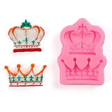 5 Pcs Silicone Crown Fondant Mold Candy Cake Decorating Tools, Chocolate Heart Key Baking Mold Cake Supplies for Sugarcraft, Cake Decoration, Cupcake Topper, Chocolate, Pastry, Cookie Decor, Jewelry