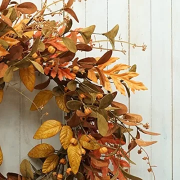 Vibrant AMF0RESJ Artificial Fall Wreath for Home Decor