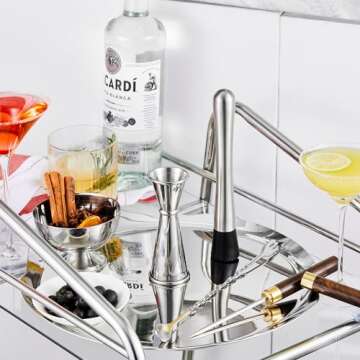 KITESSENSU Jigger for Bartending, Japanese Jigger 2 oz 1 oz with Measurements Inside, 18/8 Stainless Steel Cocktail Jiggers