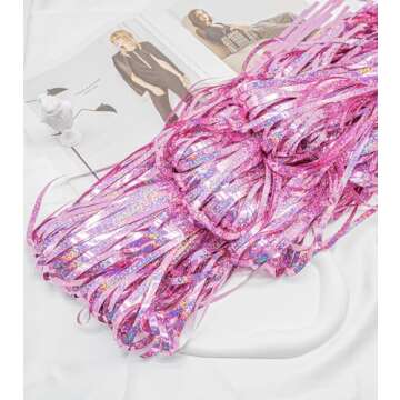 Sharonlily Glitter Pink Foil Fringe Curtain Party Backdrop