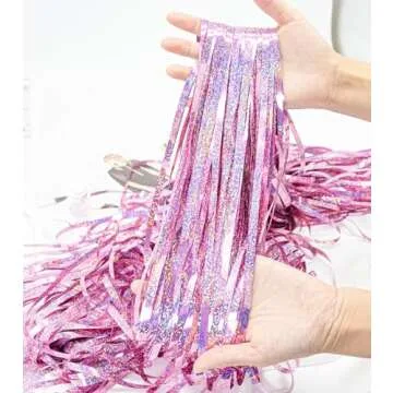 Sharonlily Glitter Pink Foil Fringe Curtain Party Backdrop