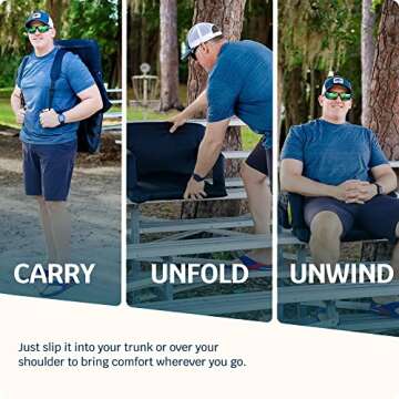 Alpcour Reclining Stadium Seat – Wide Bleacher Chair with Back Support and Cushion, Armrests, Side...