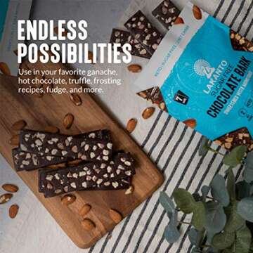 Lakanto Sugar Free Chocolate Bark - Sweetened with Monk Fruit Sweetener, Dark Chocolate with Sea Salt and Almonds, Low Carb, Keto, Gluten Free, Vegan, Great On the Go Snack (5 oz - Pack of 1)