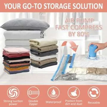 Vacuum Storage Bags with Electric Pump, 16 Pack (2 Jumbo/2 Large/6 Medium/6 Small) Vacuum Seal Space...