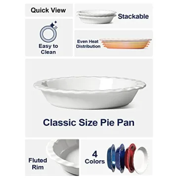 LE TAUCI 9 Inch Ceramic Pie Pans - Set of 2 for Baking