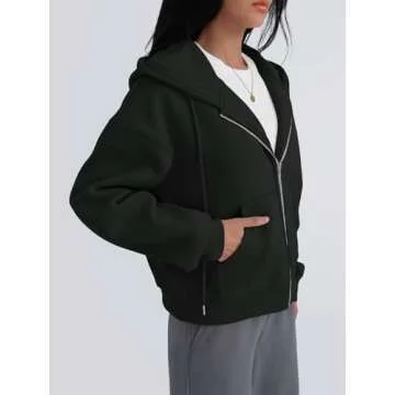 Trendy Queen Zip Up Hoodies For Women Cropped Sweatshirts Fall Fashion Outfits 2025 Y2k Fleece Teen Girls Clothes