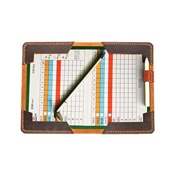 Turbosnail Leather Golf Scorecard Holder, Handstitched, Golf Gifts, Yardage Book Holder, Leather Gif...