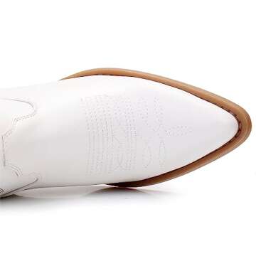 GLOBALWIN Women's White Cowboy Boots Western Fashion Over The Knee Thigh High Cowgirl Boots Low Heel Size 7.5M