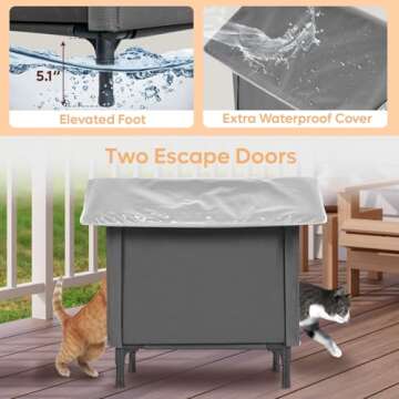 Bestier Heated Outdoor Cat House for Winter, Weatherproof Outside Feral Cat Shelter with Timer & Adjustable Heating Pad, Insulated Elevated Cat Kitty House with Escape Door for Barn Cats