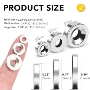DIYMAG Strong Neodymium Disc Magnets, Rare Earth Magnets with Hole for Kitchen Cabinet, Tool Storage...