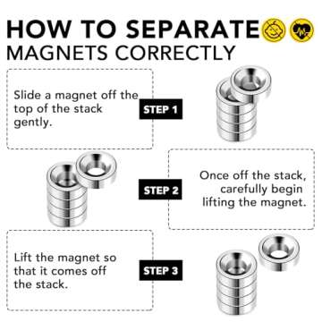 DIYMAG Strong Neodymium Disc Magnets, Rare Earth Magnets with Hole for Kitchen Cabinet, Tool Storage, Office and Crafts, Disc Button Magnet, 0.32 inch & 0.47 inch & 0.59 inch Diameter, 45 PCS