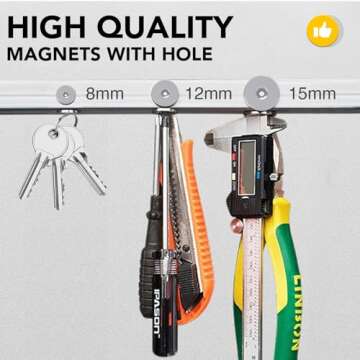 DIYMAG Strong Neodymium Disc Magnets, Rare Earth Magnets with Hole for Kitchen Cabinet, Tool Storage, Office and Crafts, Disc Button Magnet, 0.32 inch & 0.47 inch & 0.59 inch Diameter, 45 PCS