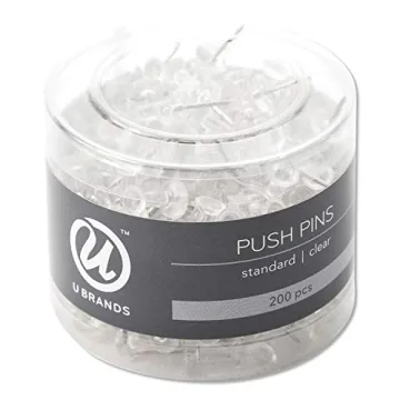 U Brands Push Pins - Clear Thumbtacks, Steel Points, 200-Count