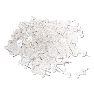 U Brands Push Pins - Clear Thumbtacks, Steel Points, 200-Count