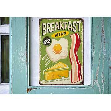 HOSNYE Breakfast Menu Tin Sign Vintage Metal Art