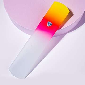 Bona Fide Beauty Czech Glass Foot File with Sleeve. Foot Callus Remover Made in The EU (Sunset Color)