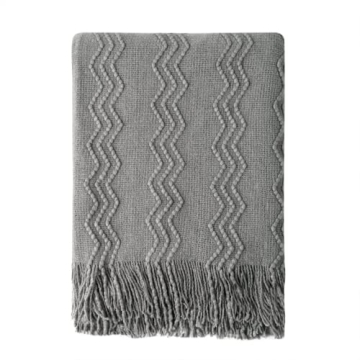 BOURINA Greyish Soft Knit Throw Blanket for Home Décor