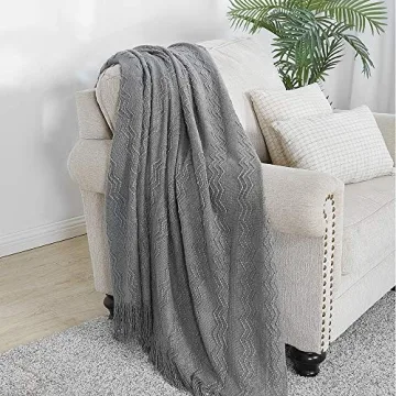 BOURINA Greyish Soft Knit Throw Blanket for Home Décor