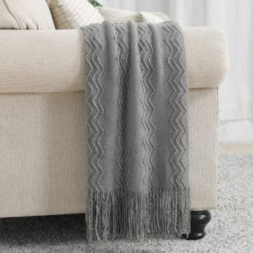 BOURINA Greyish Soft Knit Throw Blanket for Home Décor