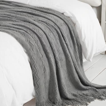 BOURINA Greyish Soft Knit Throw Blanket for Home Décor