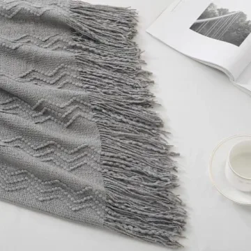 BOURINA Greyish Soft Knit Throw Blanket for Home Décor