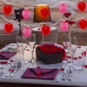 8.5FT Valentine's Day Decor Heart String Lights with 10 Waterproof Pink and Red Lights, Fairy Heart Lights Connected Outdoor&Indoor, Valentine's Day Mother's Day Weddings Birthday Decor Heart Lights
