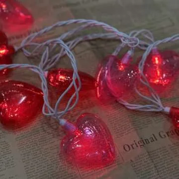 8.5FT Valentine's Day Decor Heart String Lights with 10 Waterproof Pink and Red Lights, Fairy Heart Lights Connected Outdoor&Indoor, Valentine's Day Mother's Day Weddings Birthday Decor Heart Lights