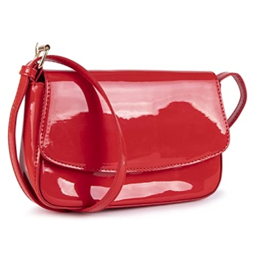 Trendy Olivia Miller Faux Patent Leather Red Shoulder Bag