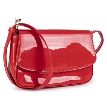 Trendy Olivia Miller Faux Patent Leather Red Shoulder Bag