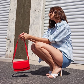 Trendy Olivia Miller Faux Patent Leather Red Shoulder Bag