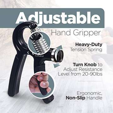 14 Pack Hand Grip Strengthener Set Forearm Adjustable Resistance Hand Gripper, Finger Exerciser, Finger Stretchers, Grip Rings hand exerciser, Stress Relief Grip Ball, Finger Bands Hand Strengthener.