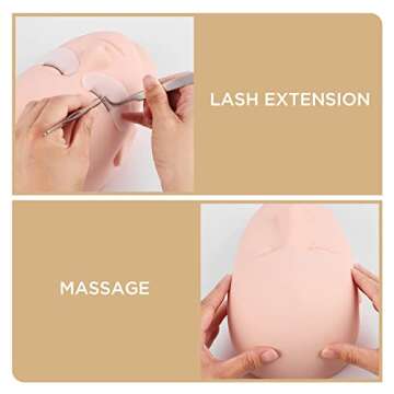 LASHVIEW Lash Mannequin Head, Practice Training Head,for Make Up and Lash Extention,Cosmetology Doll Face Head,Soft-Touch Rubber Practice Head,Easy to Clean by Skincare Essential Oil.