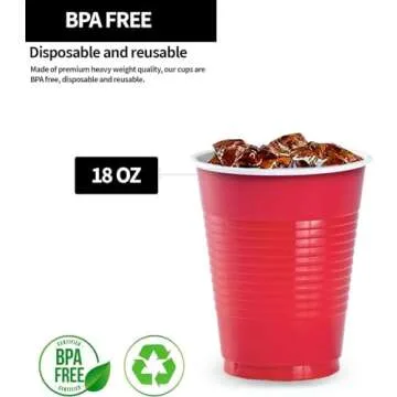 Hanna K. 50 Count Durable 18-Ounce Red Plastic Cups