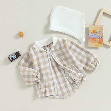 Douhoow Toddler Baby Plaid Jacket for Fall & Winter