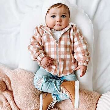 Douhoow Toddler Baby Plaid Jacket for Fall & Winter