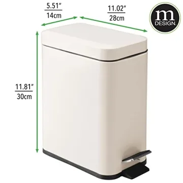 mDesign Small Modern Metal Lidded Step Trash Can