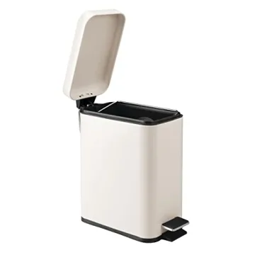 mDesign Small Modern Metal Lidded Step Trash Can
