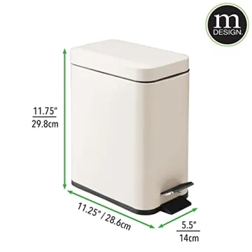 mDesign Small Modern Metal Lidded Step Trash Can
