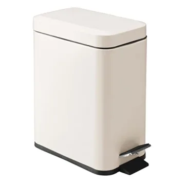 mDesign Small Modern Metal Lidded Step Trash Can