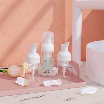 LONGWAY 1 oz Foam Soap Pump Bottle(15PCS) Mini Foam Bottle Dispenser for Refillable Travel Liquid So...