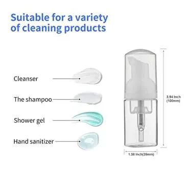 LONGWAY 1 oz Foam Soap Pump Bottle(15PCS) Mini Foam Bottle Dispenser for Refillable Travel Liquid Soap,Shampoo,Lash Cleanser,Hand Soap- BPA Free