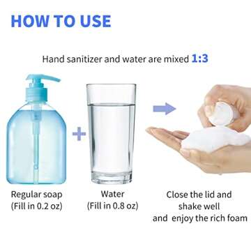 LONGWAY 1 oz Foam Soap Pump Bottle(15PCS) Mini Foam Bottle Dispenser for Refillable Travel Liquid Soap,Shampoo,Lash Cleanser,Hand Soap- BPA Free