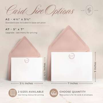 Custom Monogram Stationery Note Cards with Envelopes